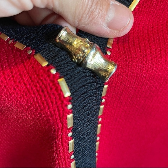 St. John by Marie Gray Vintage Red Knit Cardigan Sweater Jacket 4 - Picture 3 of 7
